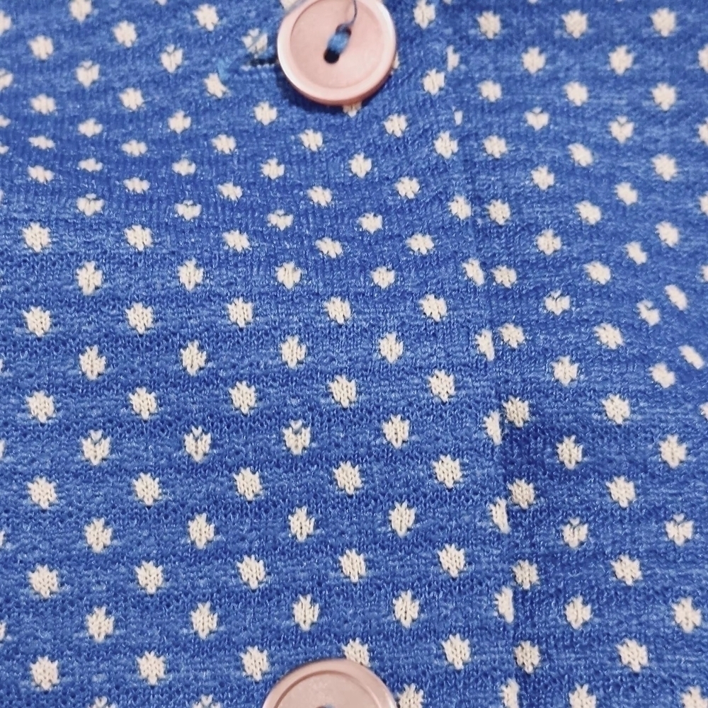 Vintage SEARS The Fashion Place Blue  The Shirtdress vintage polka dot size S-M - Picture 14 of 15